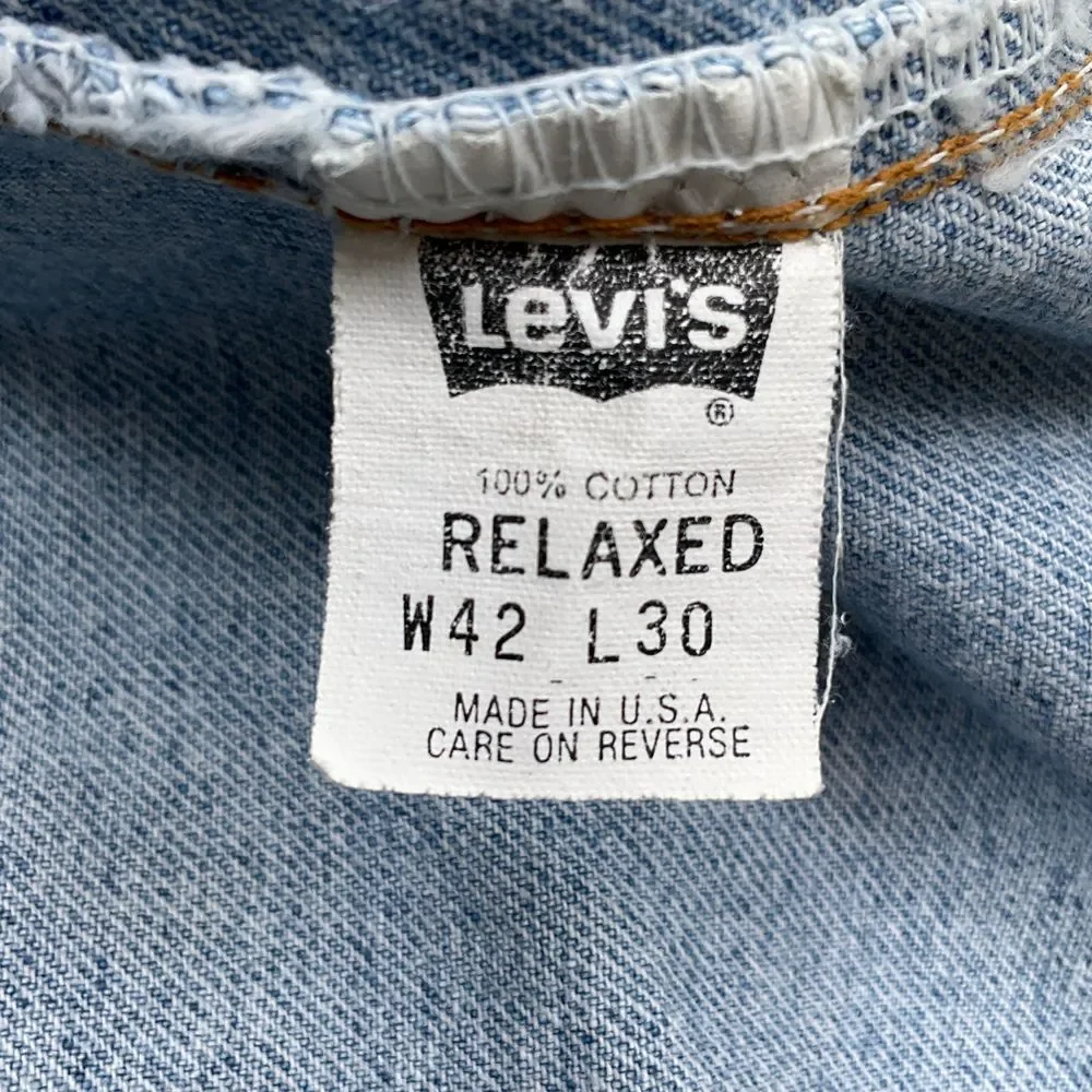 Levis Jeans Men W42 L30 Light Blue‎ Relaxed Fit  Denim WPL423 Bat Wing USA  VTG